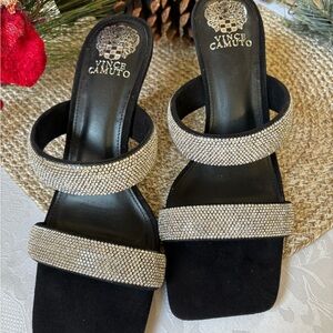 Vince Camuto Black Sandals with Metallic Strap